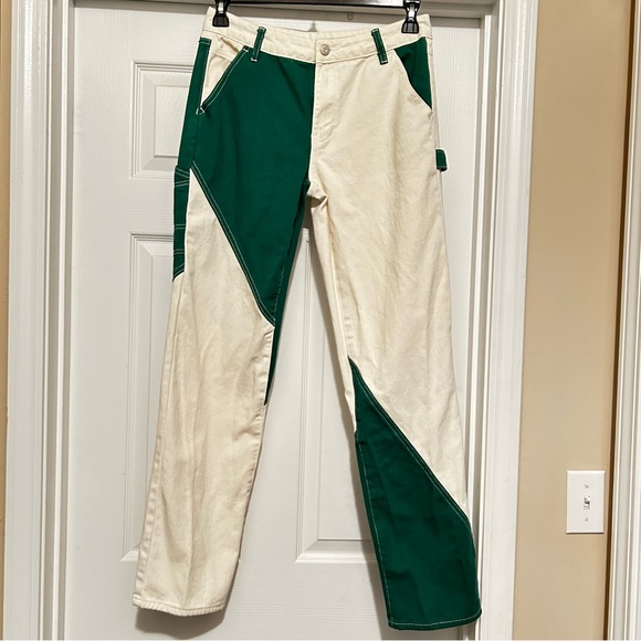 PacSun Denim - Pacsun EUC Women’s Size 27 Low Rise Carpenter Jeans Green White 31” Inseam